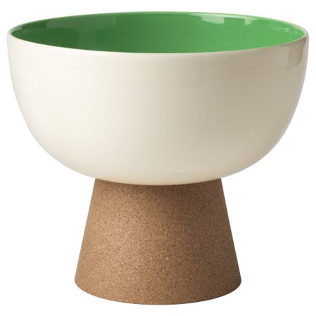 Сервировочная миска с подставкой ТИЛЛФЭЛЛЕ, зеленый, пробка (24 см)