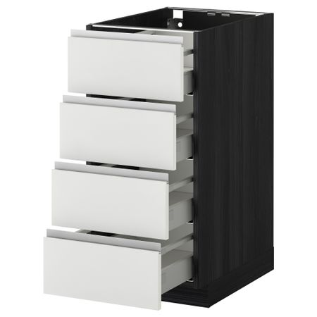 Напольный шкаф 4 фронтальных панели, 4 ящика МЕТОД / МАКСИМЕРА, черный, Нодста белый