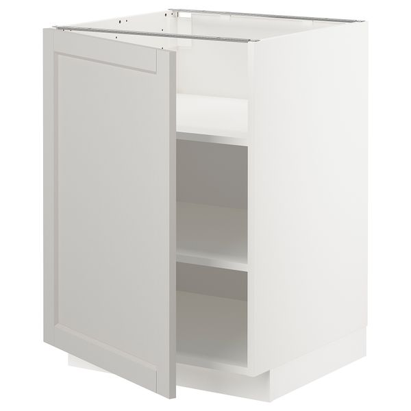 Напольный шкаф с полками, белый, Lerhyttan светло-серый, 60x60 см IKEA METOD МЕТОД 594.635.74 - фото 1
