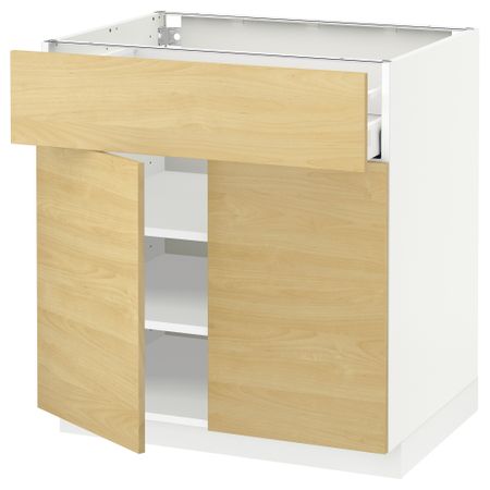 Напольный шкаф + ящик, 2 дверцы МЕТОД / МАКСИМЕРА, белый, Тингсрид береза