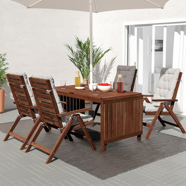Стол с откидными полами, садовый, коричневая морилка 140/200/260x78 см IKEA ÄPPLARÖ ЭПЛАРО 203.763.37 - фото 2