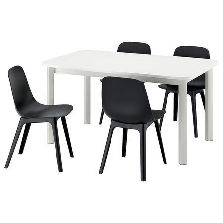 STRANDTORP / ODGER Стол и 4 стула - белый/антрацит 150/205/260 см