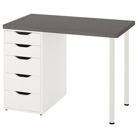 Письменный стол, 100x60 см, темно-серый-белый IKEA ALEX АЛЕКС, LINNMON ЛИННМОН 994.161.37