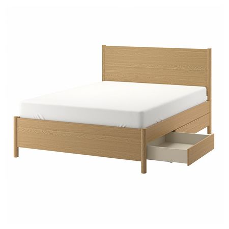 TONSTAD Каркас кровати с ящиками - дубовый шпон 160x200 см