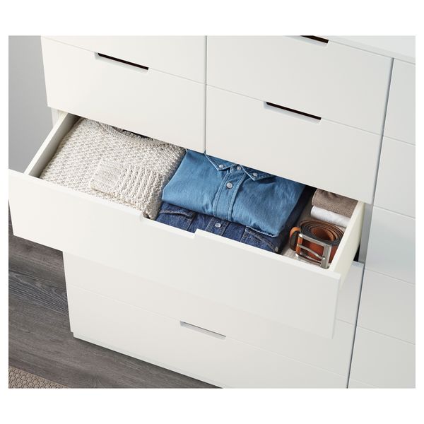 Комод с 16 ящиками НОРДЛИ, белый (160x142 см) - схема-чертеж с размерами