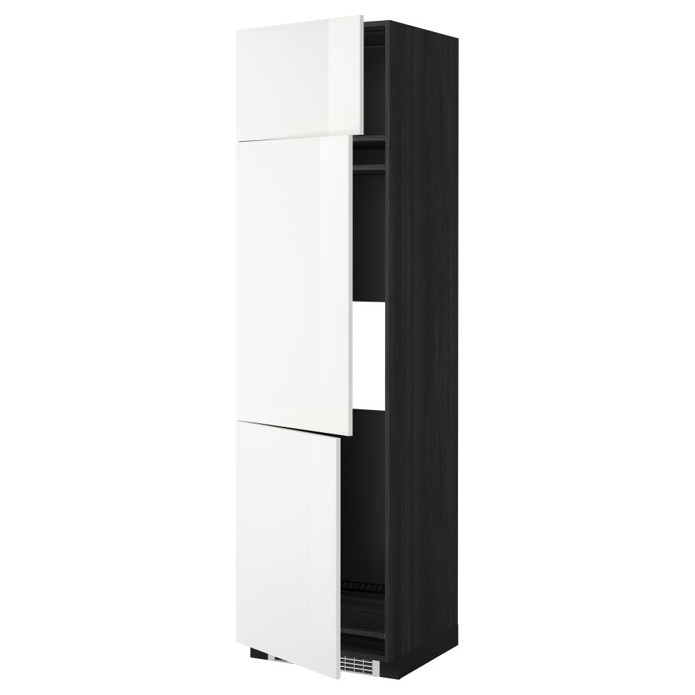 Высокий шкаф для холодильника или морозильника, с 3 дверями МЕТОД, черный, Рингульт белый - схема-чертеж с размерами