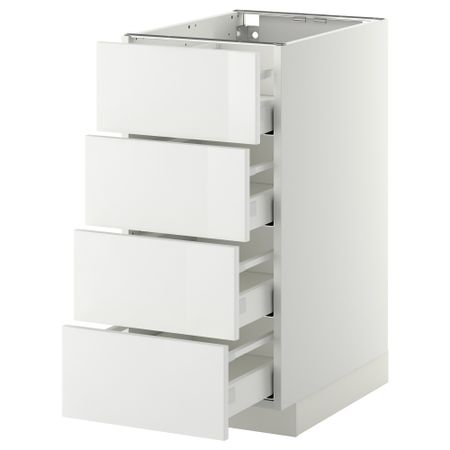Напольный шкаф 4 фронтальных панели, 4 ящика МЕТОД / МАКСИМЕРА, белый, Рингульт белый