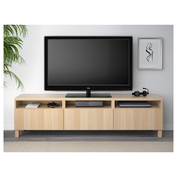 Тумба для ТВ с ящиками БЕСТО, Лаппвикен под беленый дуб (180x40x48 см) - фото 2