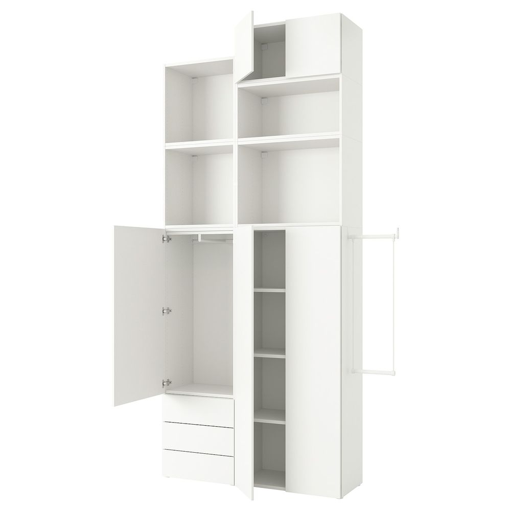 Гардероб с 5 дверями, 3 ящиками, белый/Фоннес белый 175-205x42x321 см IKEA OPPHUS ОПХУС 993.365.41 - фото 1