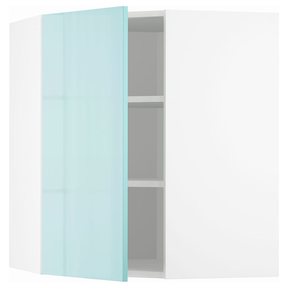 Угловой навесной шкаф с полками, белый Ерста/глянцевый светлая бирюза 68x80 см IKEA METOD МЕТОД 194.145.33 - схема-чертеж с размерами