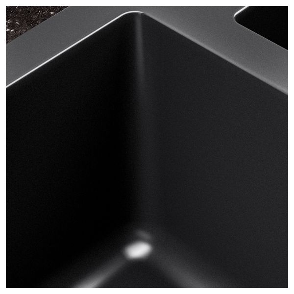 Врезная мойка 1 1/2 с крылом ХЭЛЛВИКЕН, черный кварцевый композит, кварцевый композит (100x50 см) - фото 4