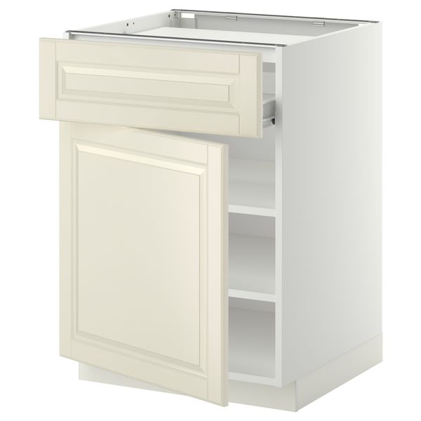 Напольный шкаф для варочной панели, ящик, полка, дверцы МЕТОД / ФОРВАРА, белый, Будбин белый с оттенком (60x60 см) - фото 1