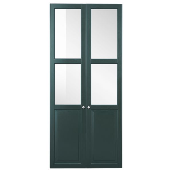 Панельная, стекляная дверца ЛИАТОРП, темный оливково-зеленый (44x198 см) - схема-чертеж с размерами