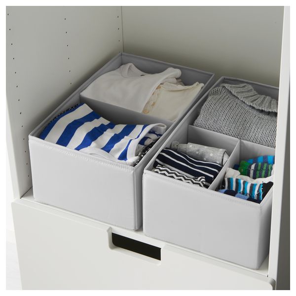 Ящик с отделениями СЛЭКТИНГ, серый, бирюзовый (25x41x16 см) - схема-чертеж с размерами