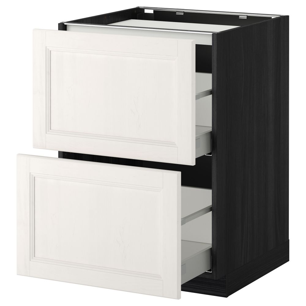 Напольный шкаф, 2 фронтальных панели, 3 ящика МЕТОД / МАКСИМЕРА, черный, Лаксарби белый - фото 1