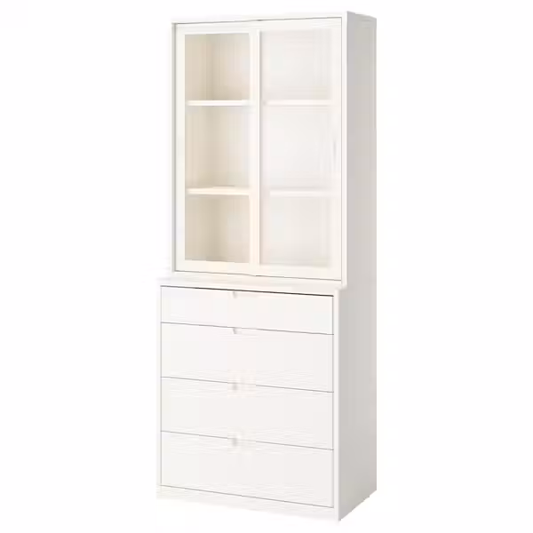 TONSTAD Комбинация для хранения с ящиками - белый с оттенком/стекло 82x47x206 см - фото 1