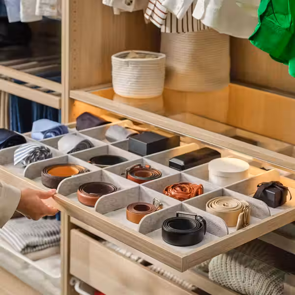 KOMPLEMENT Выдвижная полка с разделителем - под беленый дуб/светло-серый 100x58 см - фото 2