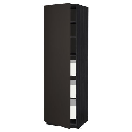 Высокий шкаф с ящиками, черный/Кунгсбакка антрацит 60x60x200 см IKEA МЕТОД / МАКСИМЕРА 693.738.46