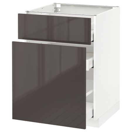 Напольный шкаф, выдвижной секцией, ящик МЕТОД / МАКСИМЕРА, белый, Рингульт серый