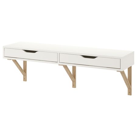 Навесная полка с ящиками, белый, береза, 119x31 см IKEA ЭКБИ АЛЕКС / ЭКБИ ВАЛЬТЕР 092.946.68