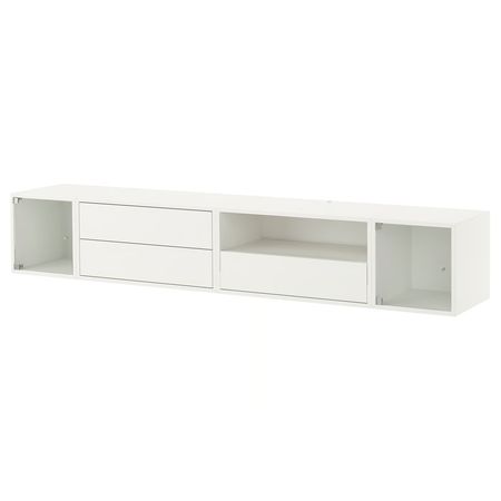 EKET Комбинация для хранения - белый/прозрачное стекло 210x35x35 см