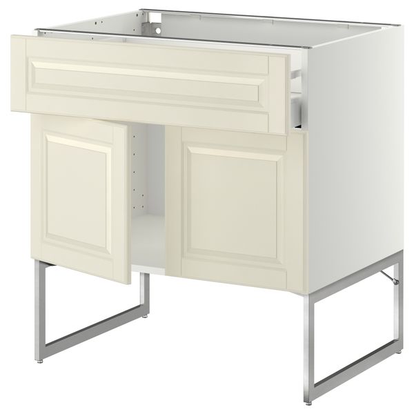 Напольный шкаф, полки, ящик, 2 двери МЕТОД / МАКСИМЕРА, белый, Будбин белый с оттенком - схема-чертеж с размерами