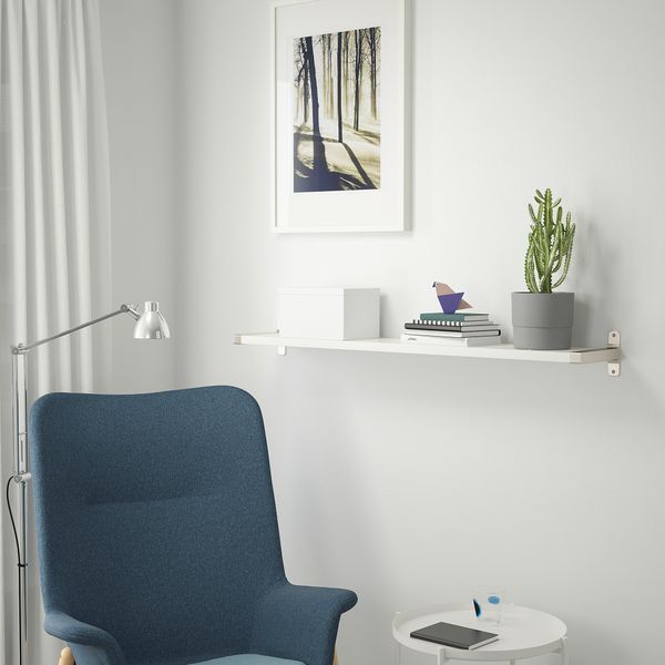 Полка навесная, белый, никелированный, 120x20 см IKEA GRANHULT ГРАНГУЛЬТ, BERGSHULT БЕРГСХУЛЬТ 792.907.99 - фото 3