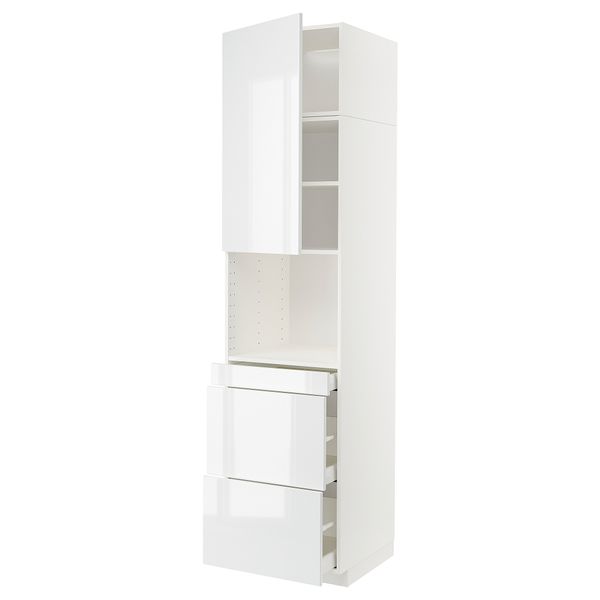 Высокий шкаф для СВЧ, дверца,3ящика, 60x60x240 cm IKEA METOD МЕТОД, MAXIMERA МАКСИМЕРА 894.680.42 - фото 1