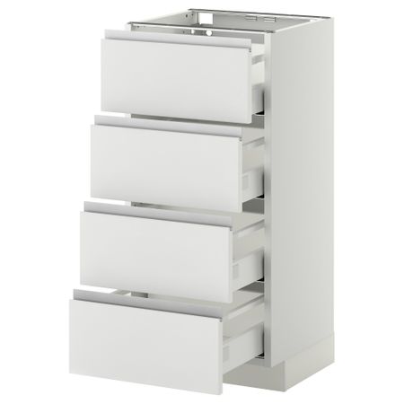 Напольный шкаф 4 фронтальных панели, 4 ящика МЕТОД / МАКСИМЕРА, белый, Нодста белый