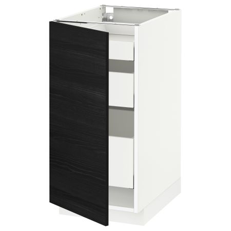 Напольный шкаф с 1 дверцей, 3 ящика МЕТОД / МАКСИМЕРА, белый, Тингсрид черный