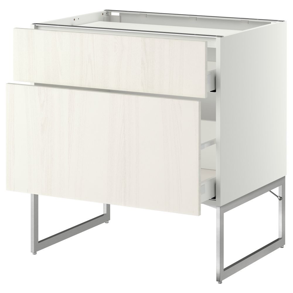 Напольный шкаф, 2 фронтальных панели, 3 ящика МЕТОД / МАКСИМЕРА, белый, Росдаль белый - схема-чертеж с размерами