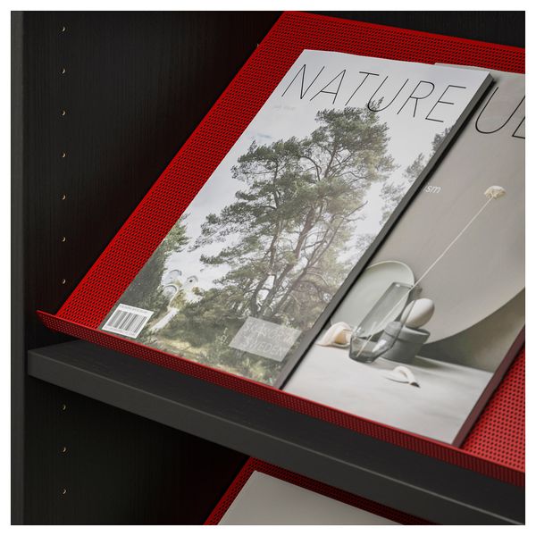 Стеллаж с наклонной полкой БИЛЛИ / БОТТНА, черно-коричневый, красный (80x28x202 см) - фото 3