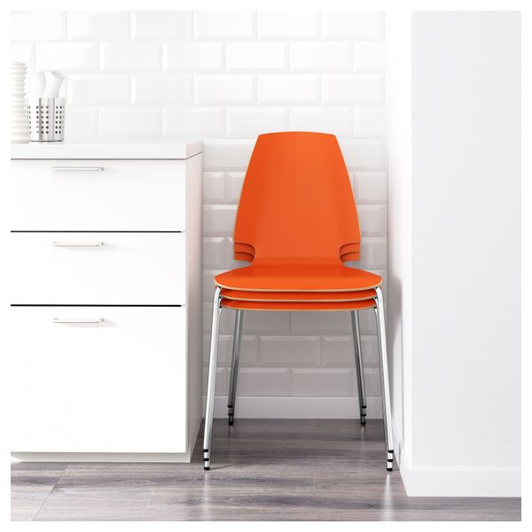 Стул ВИЛЬМАР, оранжевый, хромированный - фото 3