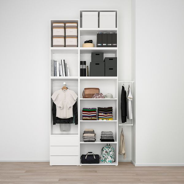 Гардероб с 5 дверями, 3 ящиками, белый/Фоннес белый 175-205x42x321 см IKEA ОПХУС 193.067.17 - схема-чертеж с размерами