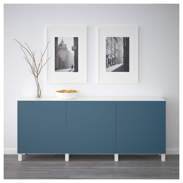 Комбинация для хранения с дверцами БЕСТО, белый, Вальвикен темно-синий (180x40x74 см) - фото 2