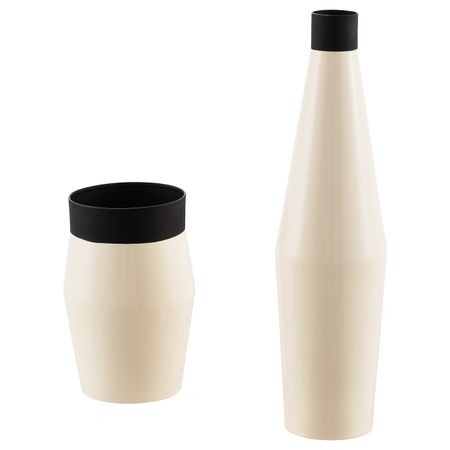 Набор ваз, 2 штуки, слоновая кость, черный IKEA ГЛИТРИГ 203.941.62