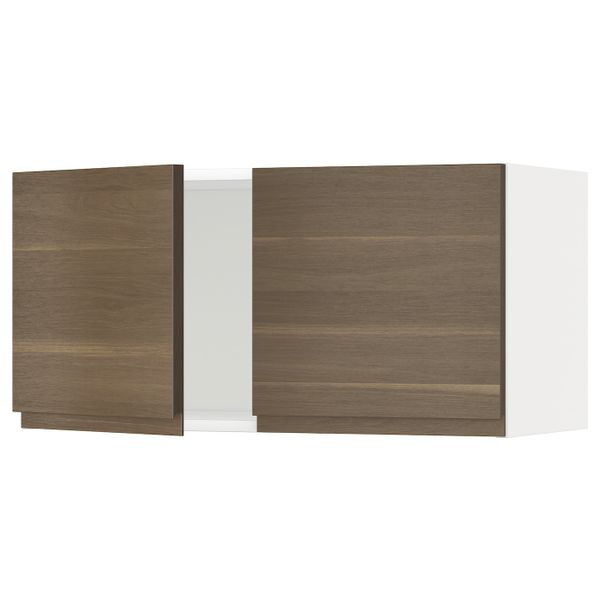 Навесной шкаф с 2 дверцами, белый/Воксторп под грецкий орех 80x40 см IKEA METOD МЕТОД 294.462.70 - фото 1