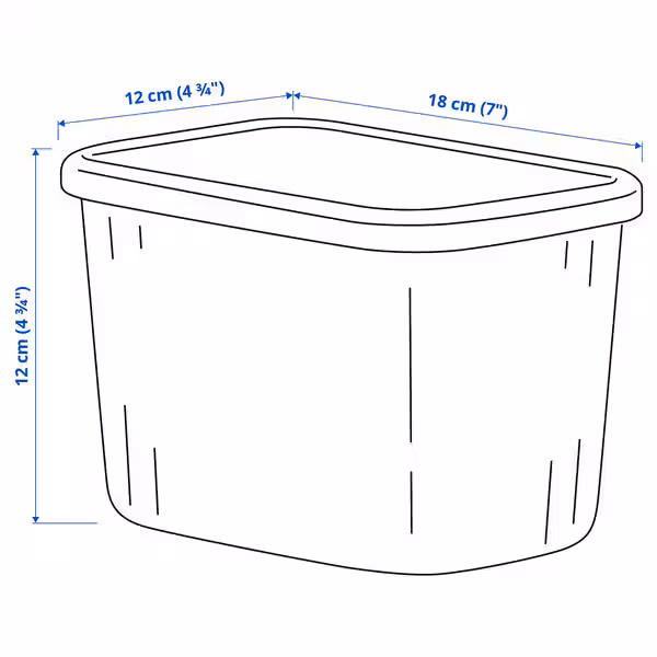 RYKTA РЮКТА Контейнер с крышкой - прозрачный серо-синий 12x18x12 см/1.5 л - фото 6