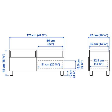 Тумба для ТВ с ящиками, черно-коричневый/ХАНВИКЕН/СТУББАРП черно-коричневый 120x42x48 см IKEA BESTÅ БЕСТО 992.818.93