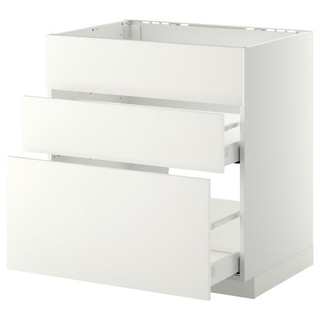 Напольный шкаф под мойку + 3 фронтальных панели/2ящ, белый/Хэггеби белый 80x60 см IKEA METOD МЕТОД / MAXIMERA МАКСИМЕРА