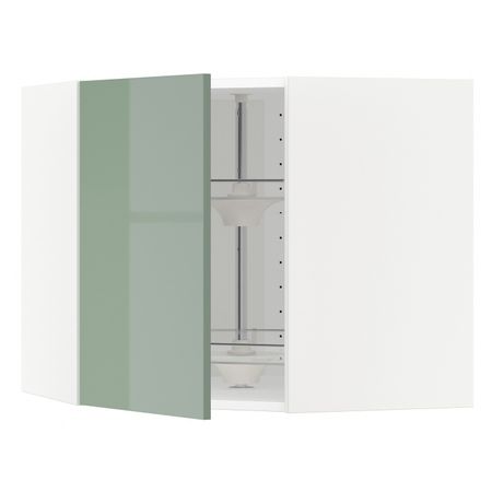 Угловой навесного шкаф с вращающейся секц, белый, Калларп светло-зеленый, 68x60 см IKEA МЕТОД 092.455.45
