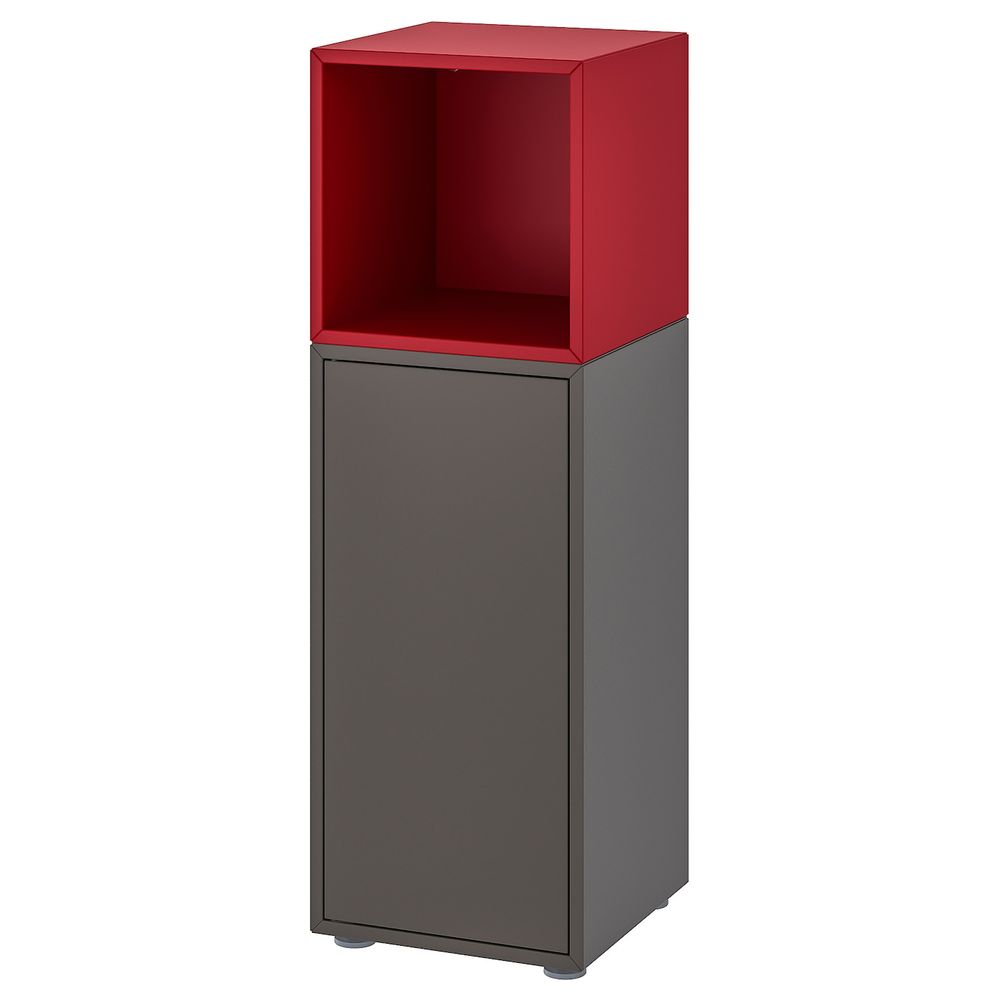 Комбинация шкафов с ножками, темно-серый/красный 35x35x107 см IKEA ЭКЕТ 992.901.33 - фото 1