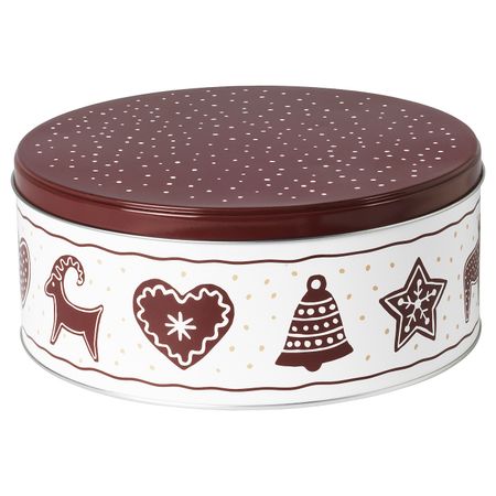 Банка с крышкой, орнамент «имбирное печенье» белый/коричневый IKEA VINTER 2020 ВИНТЕР 2020 204.726.97