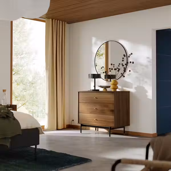 RÅDMANSÖ Комод с 3 ящиками - коричневый под грецкий орех 90x48x81 см - фото 2