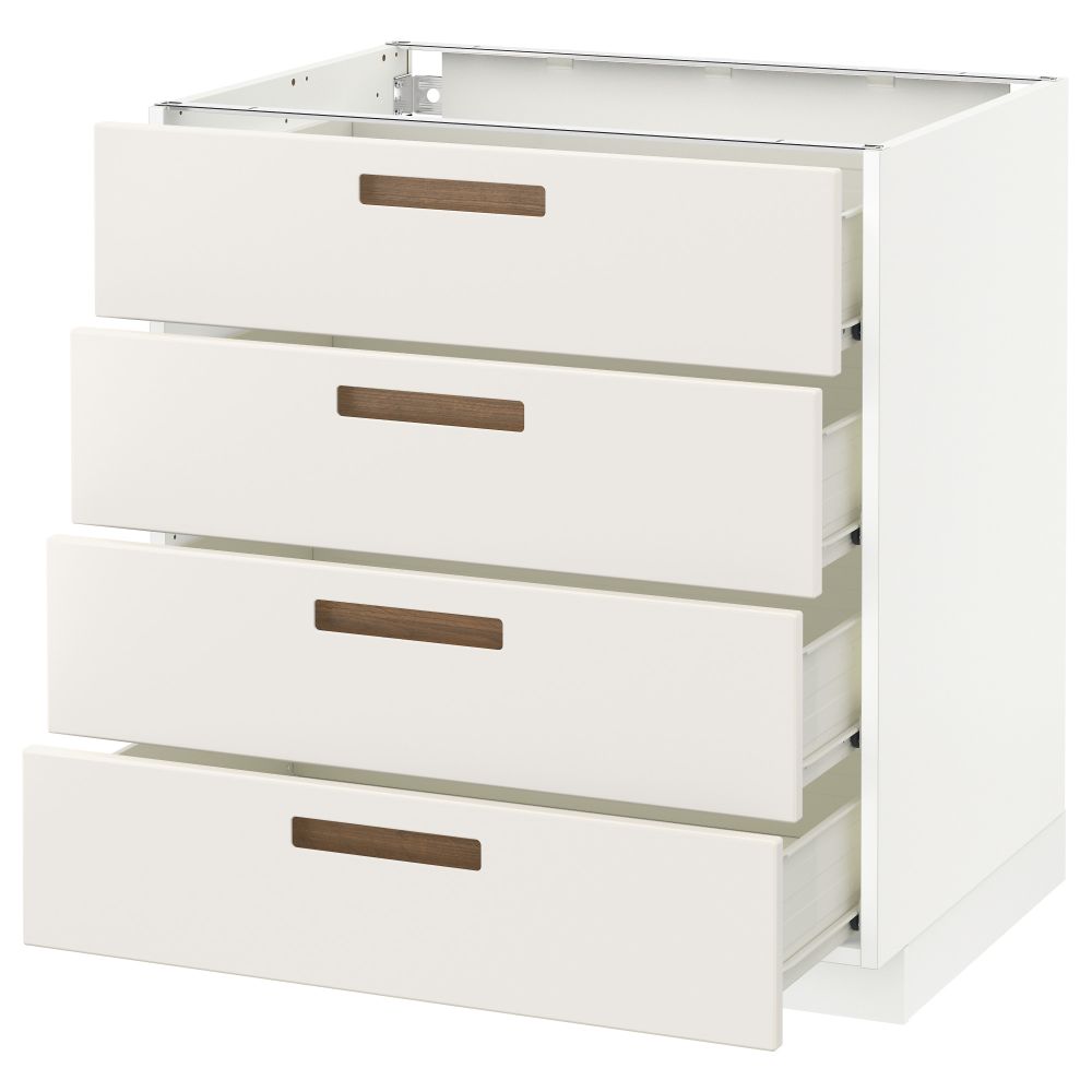 Напольный шкаф 4 фронтальных панели, 4 ящика МЕТОД / ФОРВАРА, белый, Мэрста белый - схема-чертеж с размерами