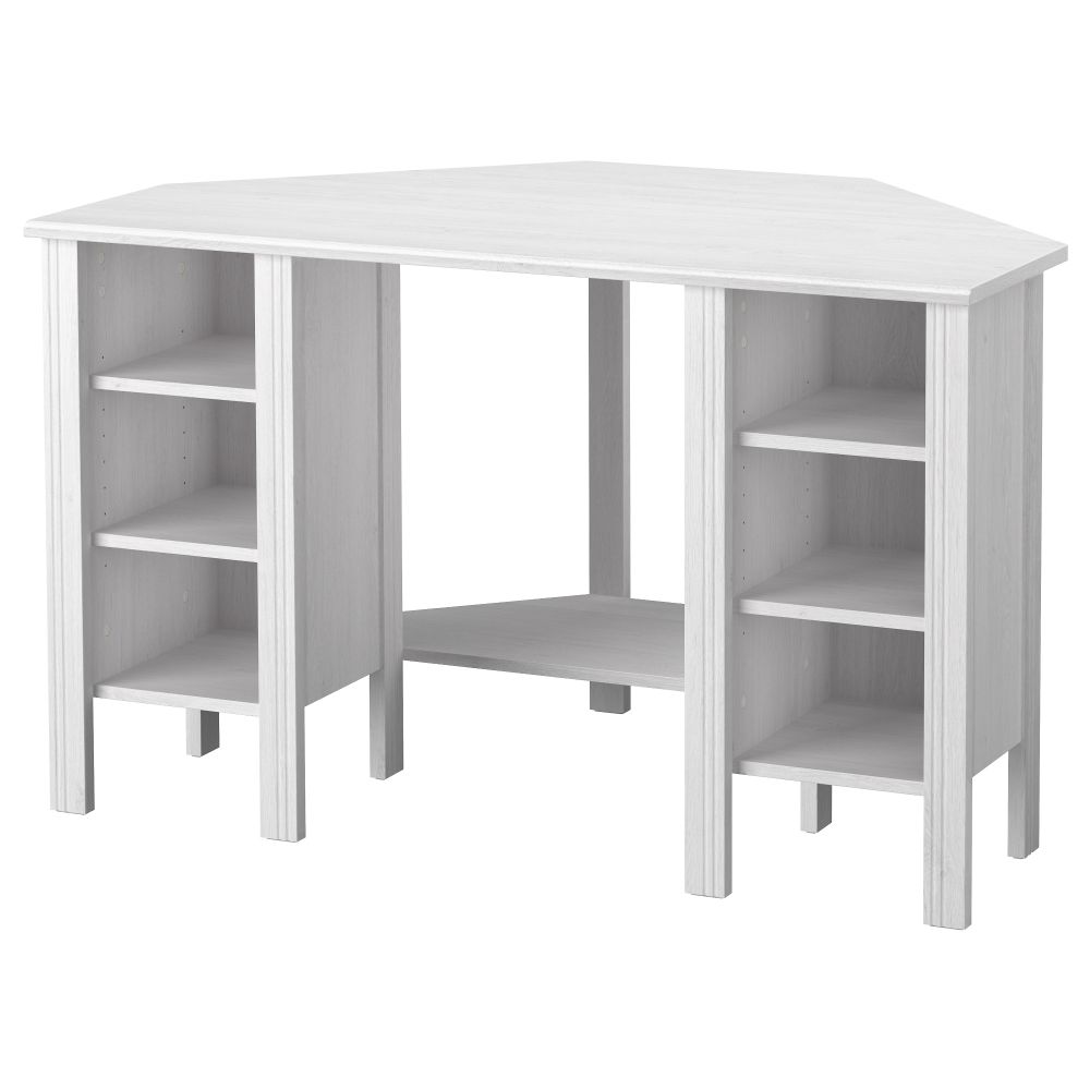 Угловой письменный стол БРУСАЛИ, белый (120x73 см) - фото 1