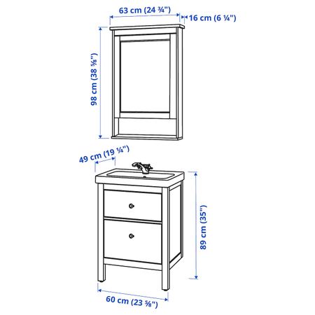 Комплект мебели для ванной, 4 предм., белый/РУНШЕР смеситель 63 см IKEA HEMNES ХЕМНЭС / ODENSVIK ОДЕНСВИК 193.044.50