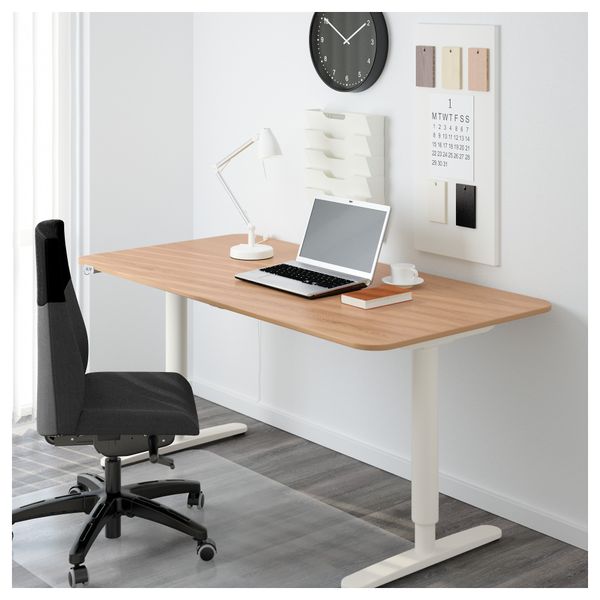 Стол трансформер БЕКАНТ, дубовый шпон, белый (160x80 см) - фото 2