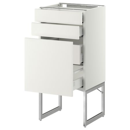 Напольный шкаф 3 фронтальных панели, 2 нижних, 2 средних ящика МЕТОД / МАКСИМЕРА, белый, Хэггеби белый