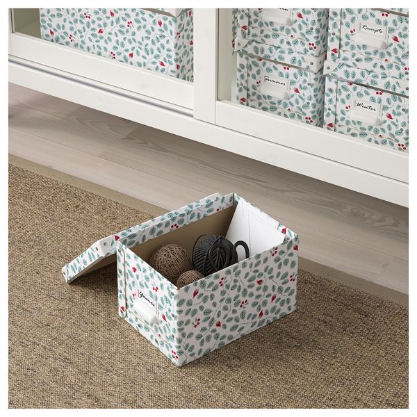 Коробка с крышкой ФЬЕЛЛА, белый, зеленый (18x26x15 см) - фото 3